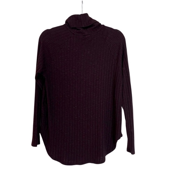 Michael Stars Rib Cowlneck Long Sleeve Top Burgundy Red Small Cozy Contemporary - Picture 3 of 4